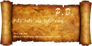 Páhány Dénes névjegykártya
